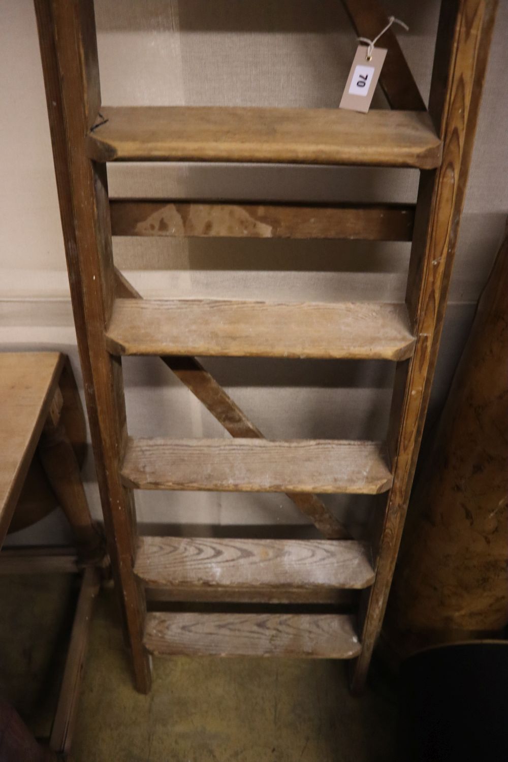 A vintage pine step ladder, height 254cm